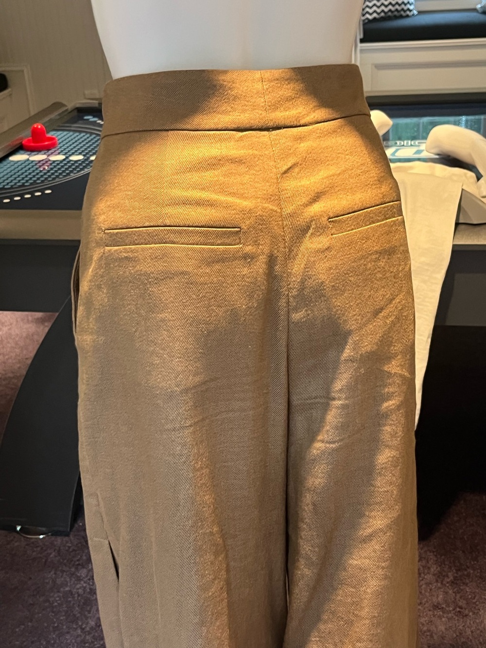 Brunello Cucinelli chestnut linen hi waisted linen wide leg pant - Picture 6 of 12